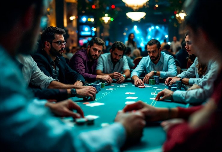 Ilustrasi game casino digital dalam bentuk grafis modern dan interaktif